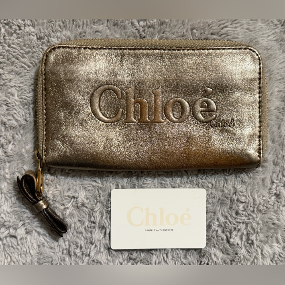 Chloe Metallic Copper Zippy Long Wallet